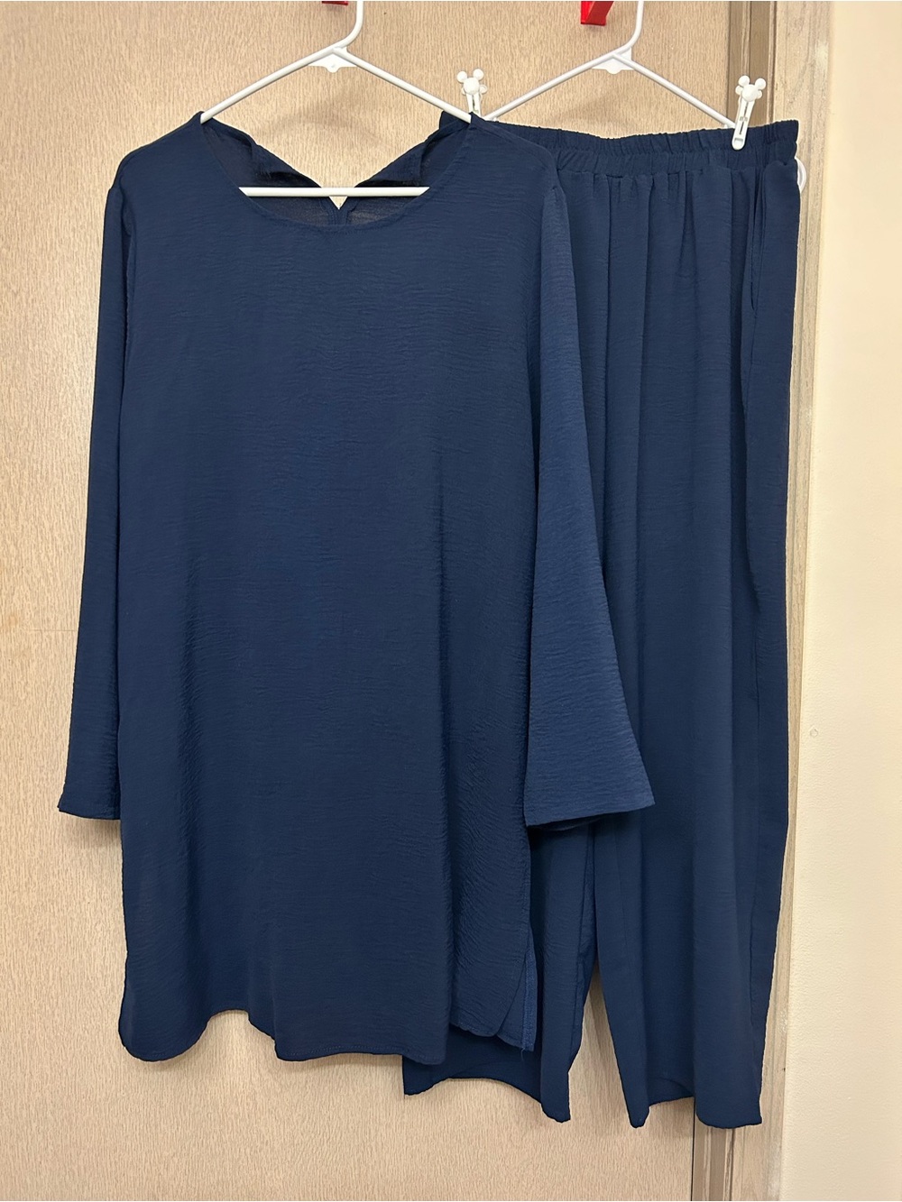 SHEIN - Navy Blue Matching Tunic Top and Bottom Set - Size XL